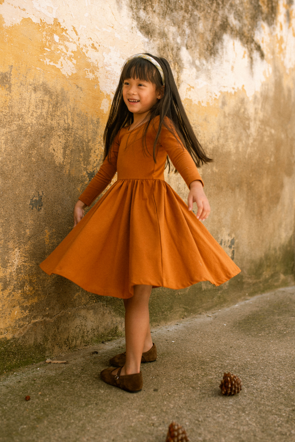 3/4 Sleeve Twirl Dress in Caramel Cafe